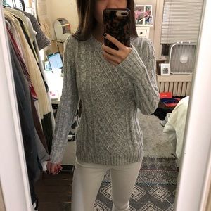 Crew neck grey cable knit sweater